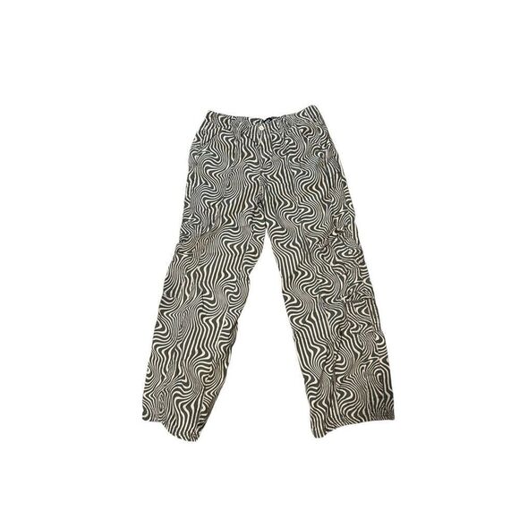 Urban Outfitters UO Y2K Printed Cargo Pant Black and Grey Swirls Size Medium - Picture 1 of 8